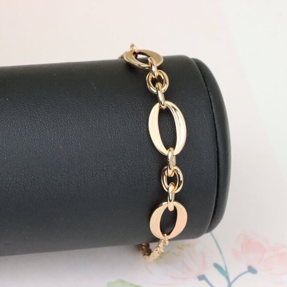 "Oval Link Rose Gold Bracelet in Polished High-Quality Brass, XPBL1142 - Picture 9 of 12